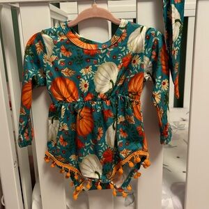 Fall/Autumn long sleeve onesie outfit.